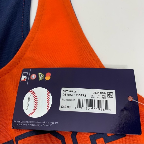 Genuine Merchandise Detroit Tigers Tie Front Waist Soft Muscle Tank Nwt Girls XL - Picture 13 of 16